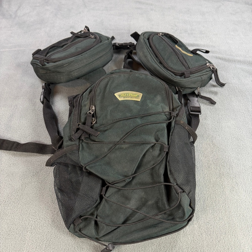 Field & Stream Convertible Hiking Backpack System Green Modular Daypack Pouches
